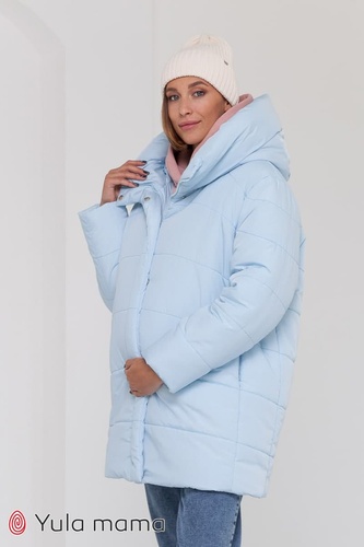 Зимова куртка для вагітних з капюшоном Kimberly, блакитна, Юла Мама, Блакитний, M