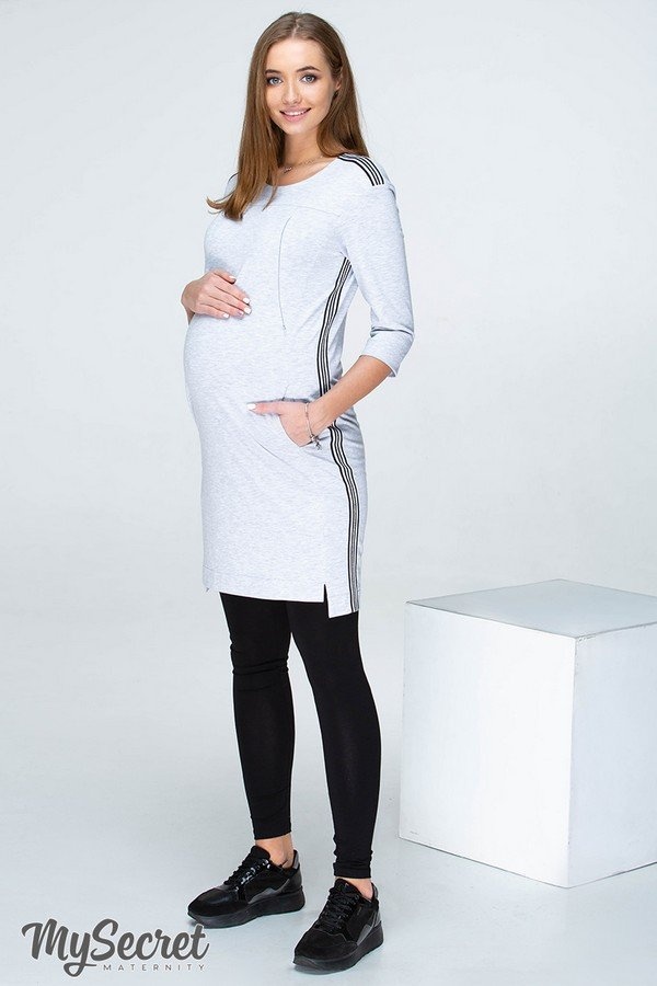 Платье для беременных и кормящих DANIELLE LIGHT, серый меланж, Юла мама
