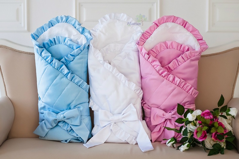 Конверт-одеяло для новорожденных на выписку, с рюшей, белый, Flavien