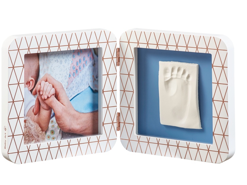 Беби Арт - памятные подарки Двойная рамочка с отпечатком Медно-белая, ТМ Baby art
