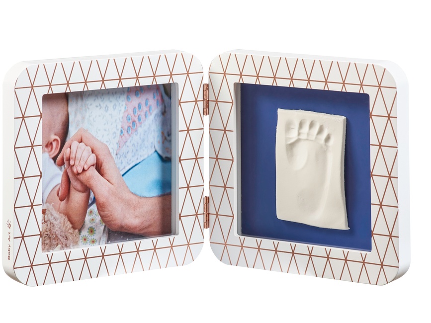Беби Арт - памятные подарки Двойная рамочка с отпечатком Медно-белая, ТМ Baby art