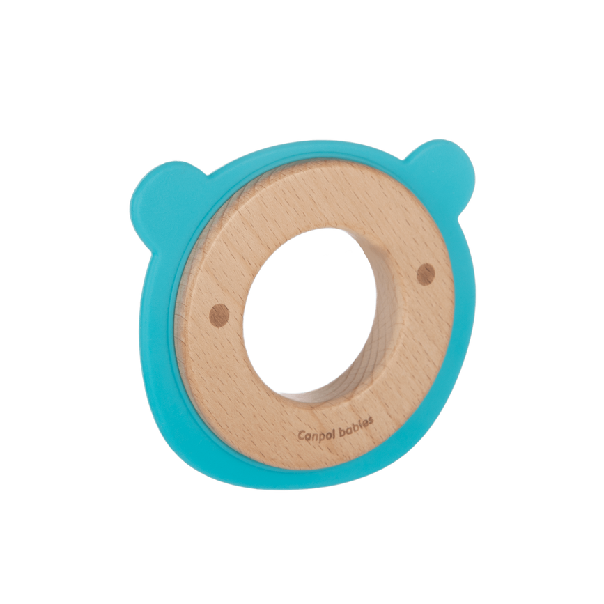 Прорізувачі Прорезыватель Мишка деревянно-силиконовая игрушка, голубой, Canpol babies