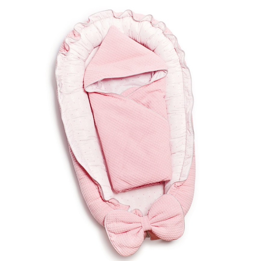 Коконы для новорожденных Кокон Waffe + конверт- плед 9064-KЕWP-08, розовый, Twins