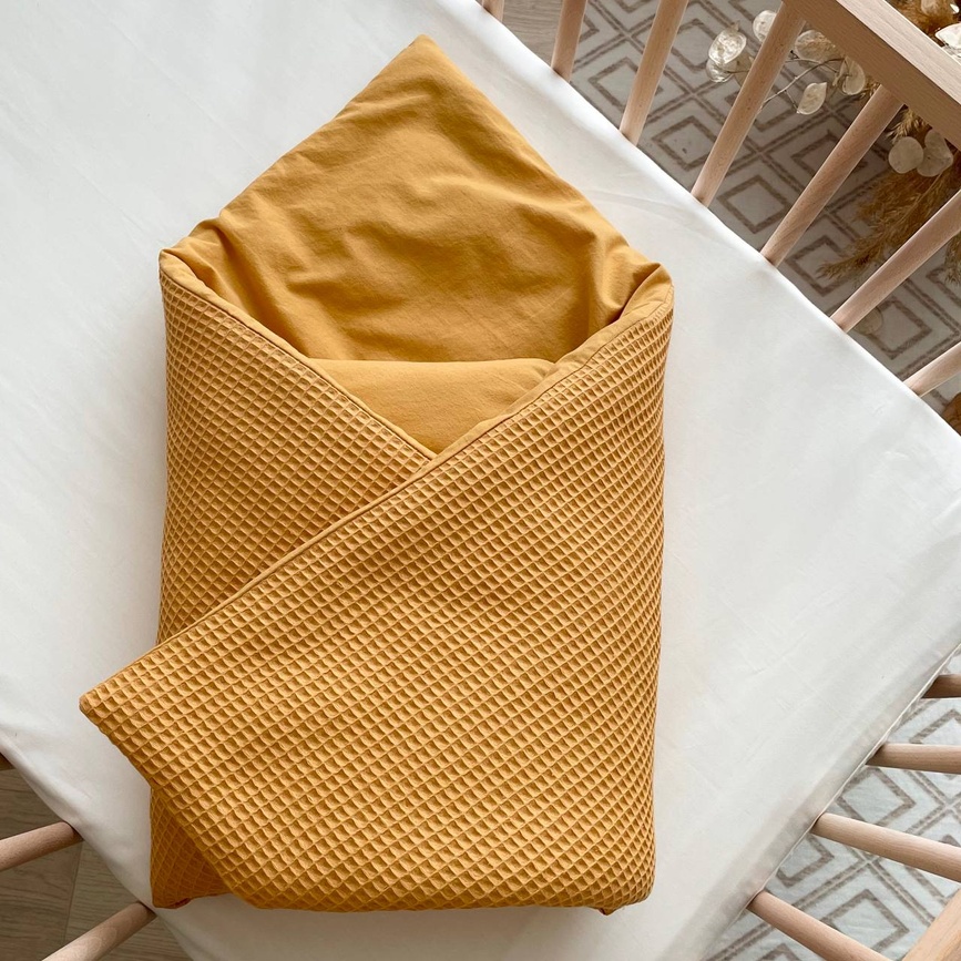Одеяла и пледы Плед-конверт с одеялом вафля+жатка, горчица, Маленькая Соня