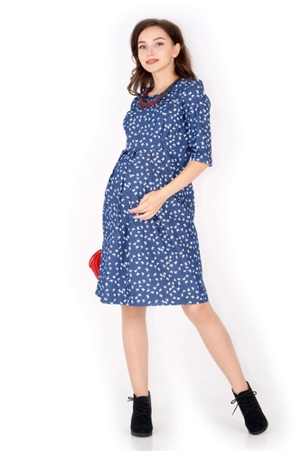 Платье для беременных и кормящих мам На крильях, бабочки, синее, Nowa Ty, Синий, S