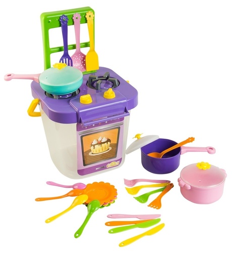 Куклы, пупсы, посудка Набор игрушечной посуды столовый Ромашка с плитой 25 элементов, Tigres