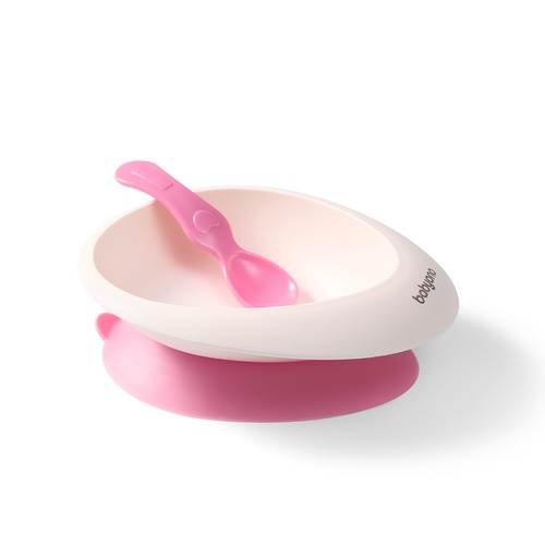 Посуда для детей Мисочка с присоской и ложечкой (Розовый) BabyOno