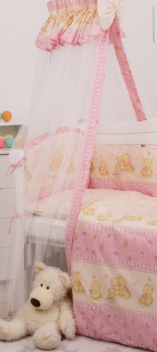 Аксесуари Балдахин для детской кроватки Сomfort Мишки со звездами C-116, розовый, ТМ Твинс