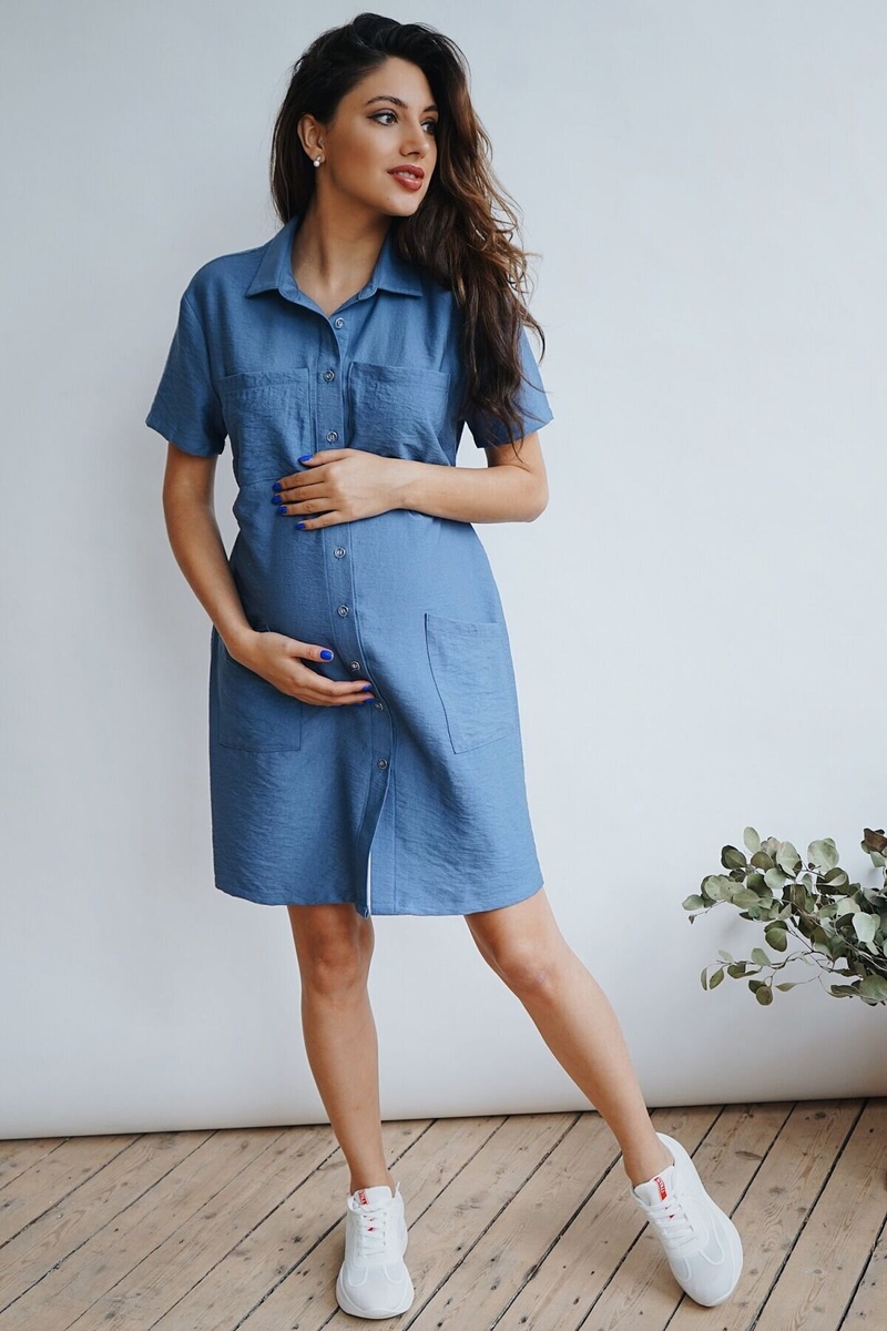 Платье для беременных и кормящих мам 4248710 деним, To be, Голубой, 42