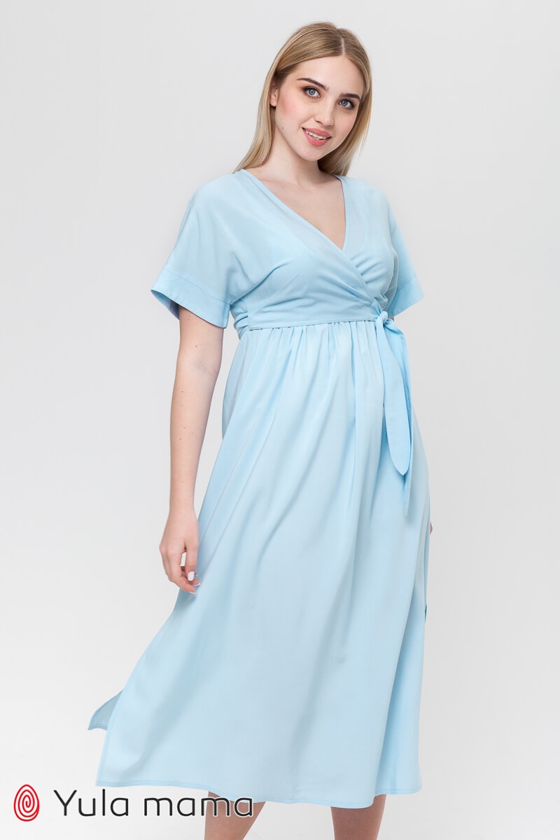 Платье для беременных и кормящих мам GRETTA голубое, Юла мама, Голубой, S
