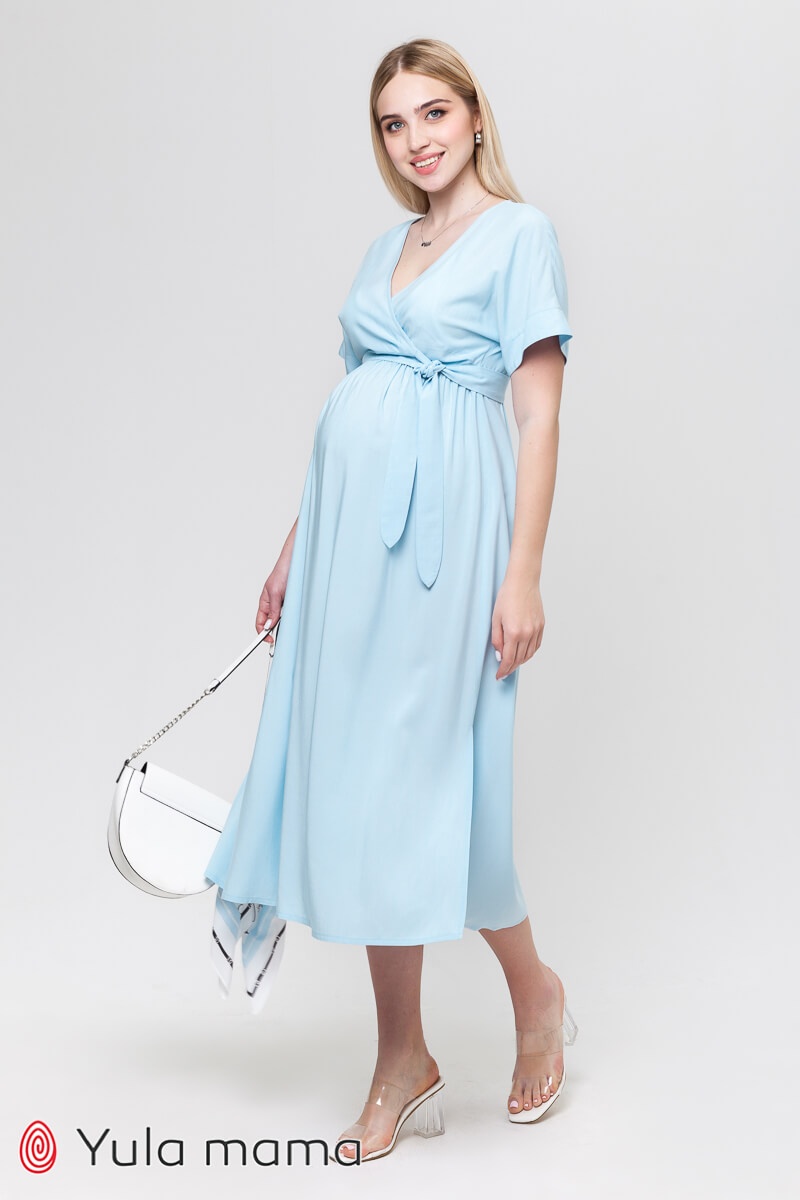 Платье для беременных и кормящих мам GRETTA голубое, Юла мама, Голубой, S