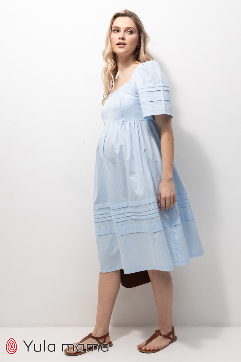 Летнее платье для беременных и кормящих мам AURORA голубой, Юла мама, Голубой, M