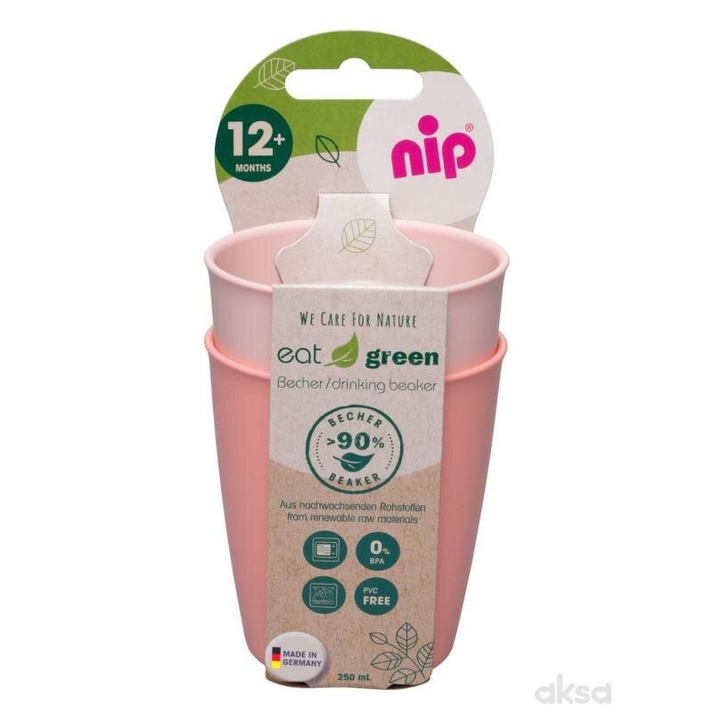 Посуда для детей Cтаканы для питья Зеленая серия, розовый, 2шт., Nip