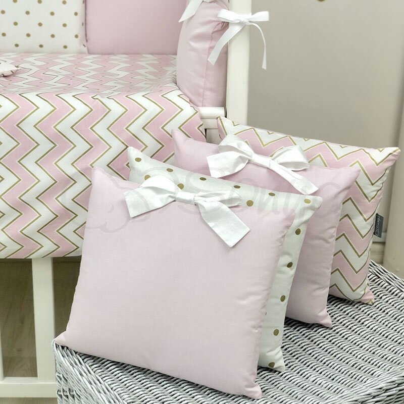 Постільна білизна Комплект дитячої постільної білизни Shine ЗігЗаг в стандартне ліжечко, 6 елементів, рожевий, Маленькая Соня