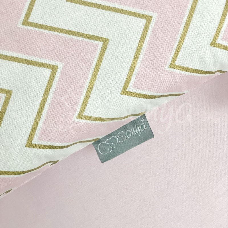 Постелька Комплект детского постельного белья Shine ЗигЗаг, в стандартную кроватку, 6 элементов, розовый, Маленькая Соня