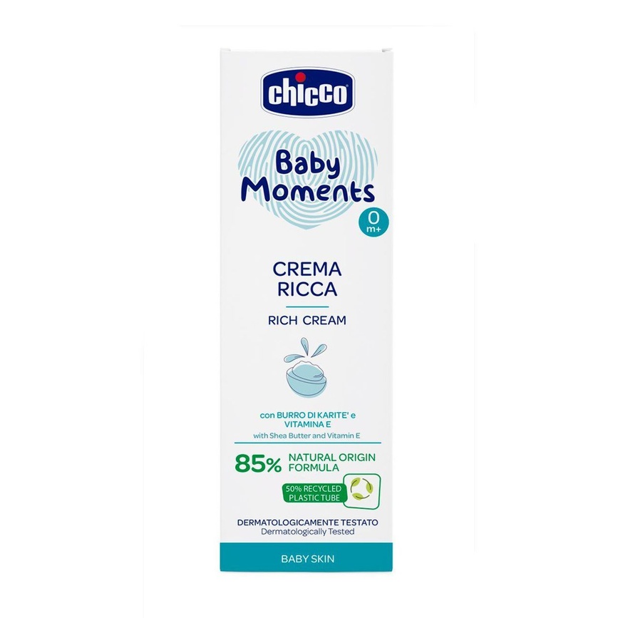 Детский крем для лица и тела Крем питательный Chicco Baby Moments с маслом ши, 100 мл