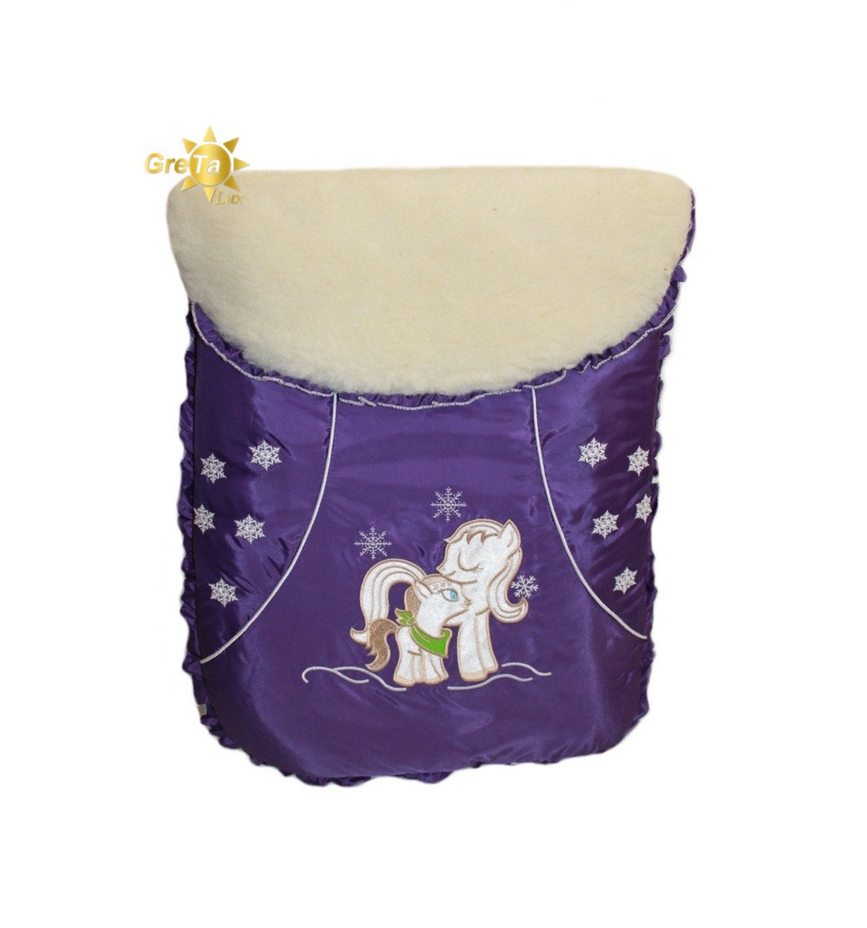 Конверт для новорожденных меховой Лошадка, фиолетовый, GRETA LUX