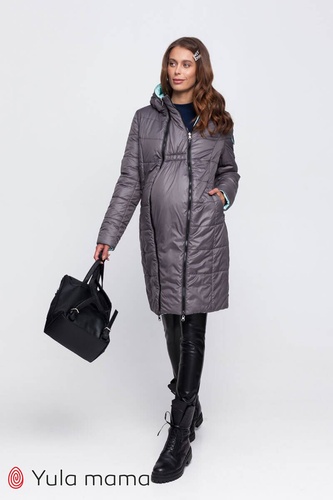 Двухстороннее зимнее пальто для беременных Kristin, серый со светлой мятой, Юла мама, Серый, S