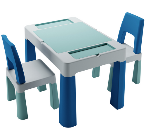 Комплект МултіфанTeggi 1+2 (Столик та два кріселка) синій/сірий/бірюзовий , TEGA