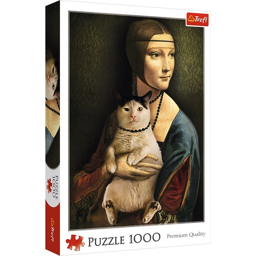 Пазлы, мозаика Пазлы - (1000 элм.) - "Дама с котиком" , Trefl