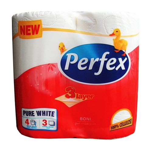 Туалетний папір тришаровий, білий, 4 рулони 5477, Perfex