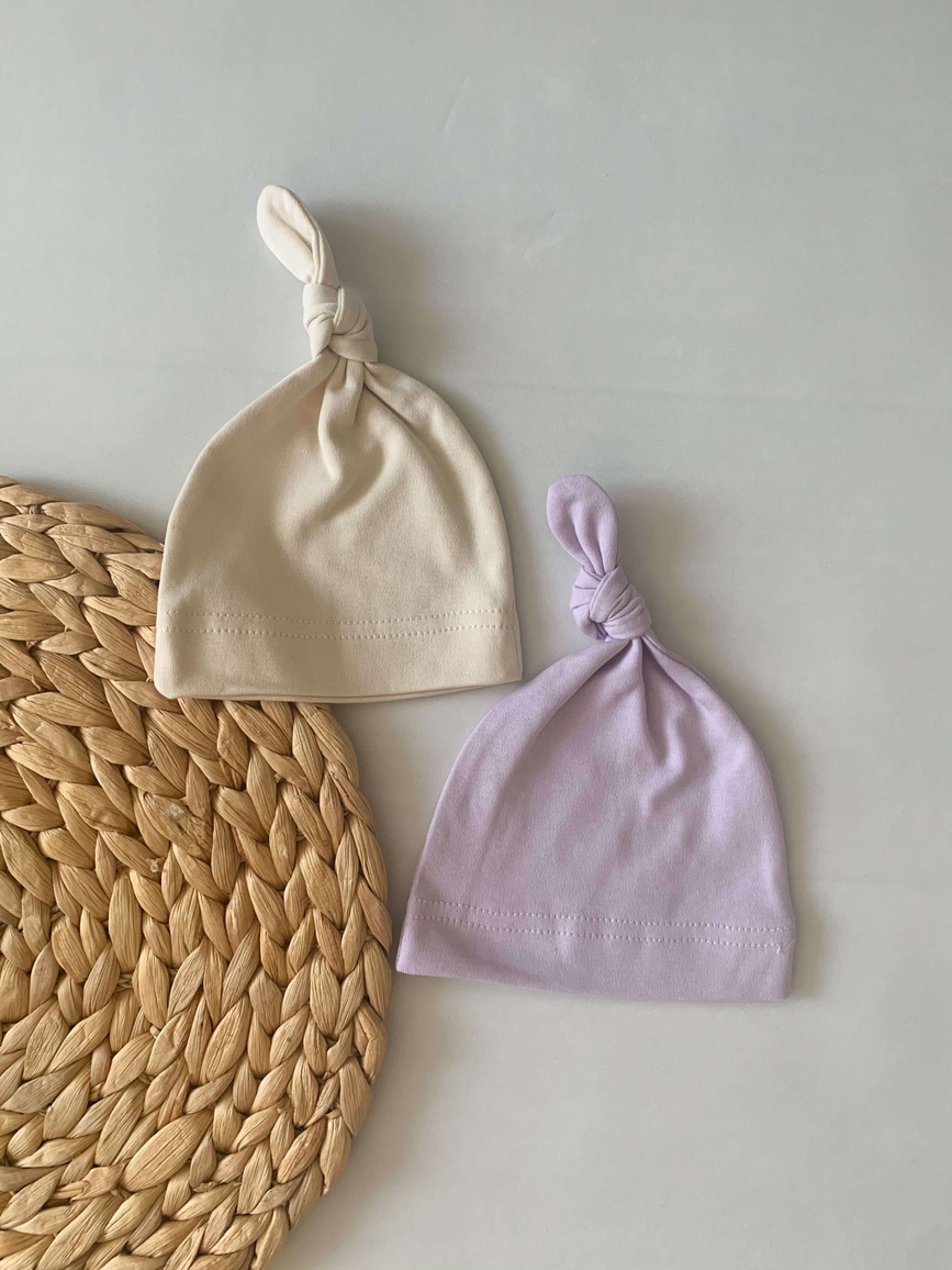 Чепчики, шапочки для новонародженних Шапочка вузлик інтерлок, ліловий, Little Angel