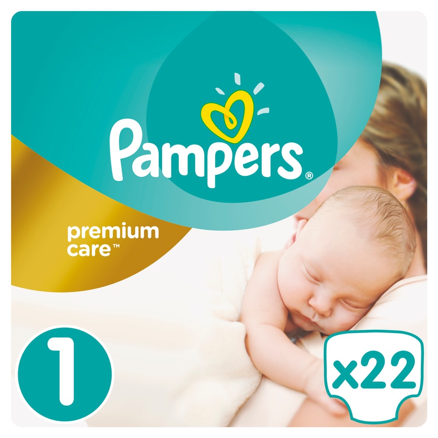 Одноразові підгузники в пологовий будинок Подгузники Premium Care Newborn 1, 2-5 кг, 22 шт, ТМ Pampers