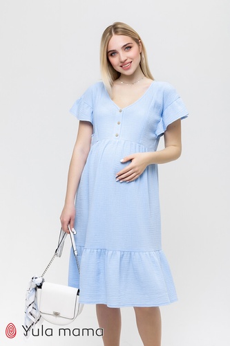 Сукня для вагітних і годуючих мам муслінова FELICITY, блакитний, Юла мама, Блакитний, S