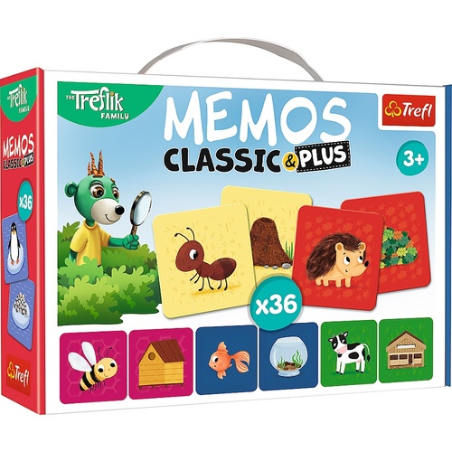 Навчальні Настільна гра - "Мемос Класичні плюс 36 карт Звірята та їхні хатинки ,Trefl