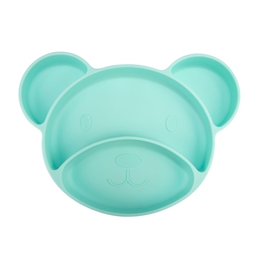 Посуда для детей Силиконовая тарелка с тремя секциями на присоске BEAR бирюзовая, Canpol babies