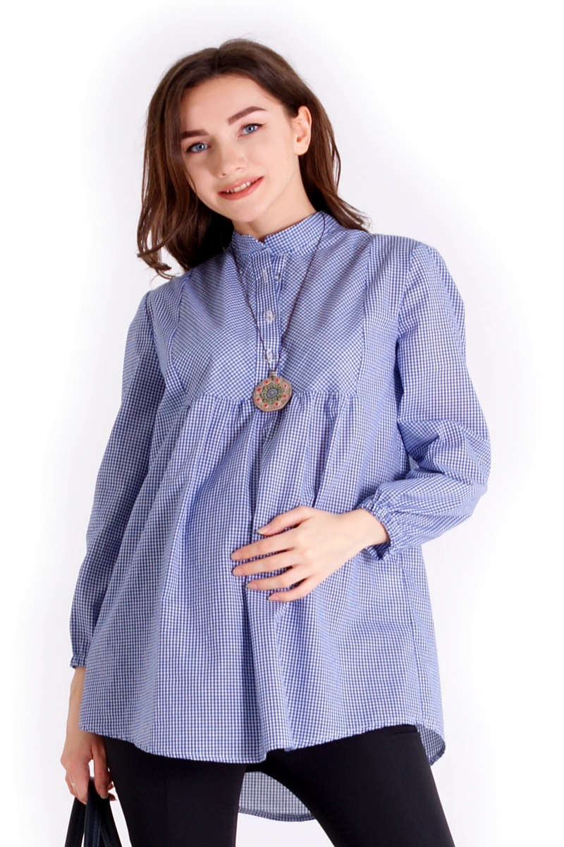 Блузы, рубашки Блуза Воздушный поцелуй в клетку для беременных и кормящих мам, ТМ Nowa Ty