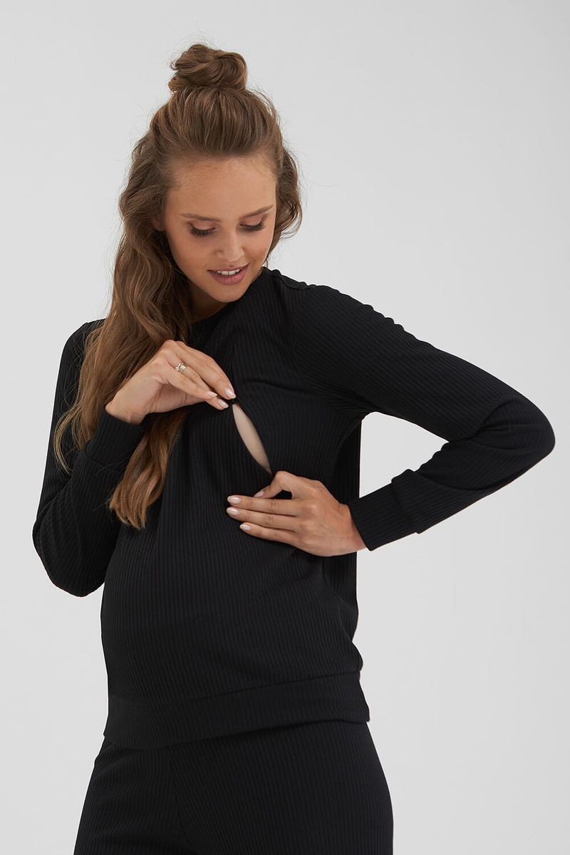 Спортивные костюмы Костюм черный из трикотажной ткани для беременных и кормящих мам, ТМ Dianora