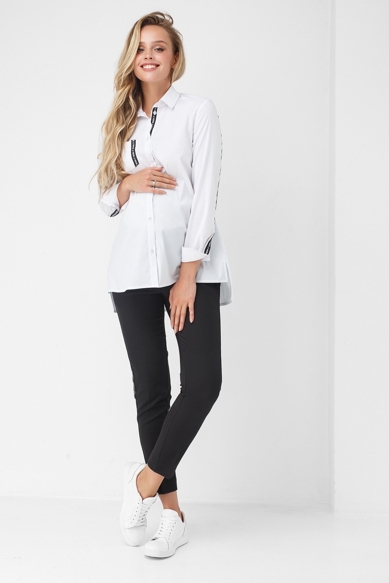 Блузы, рубашки Рубашка белая с лампасами для беременности и кормления, ТМ Dianora