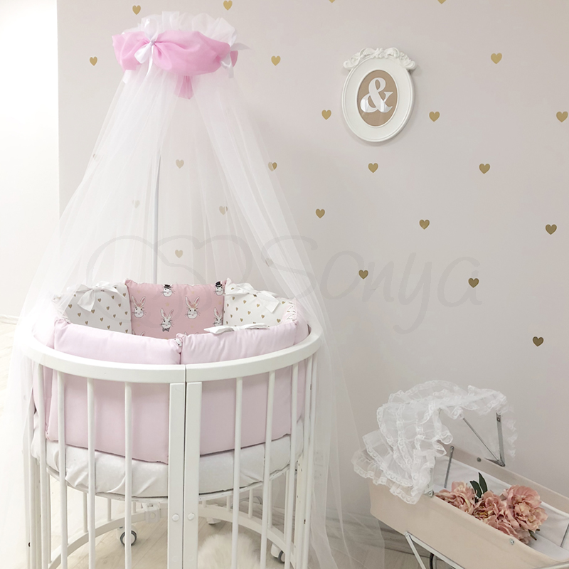 Постільна білизна Комплект дитячої постільної білизни Shine Алиса в кругле ліжечко, 6 елементів, рожевий, Маленькая Соня