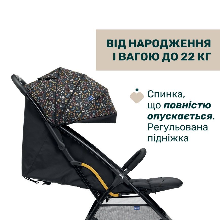 Прогулочная коляска Chicco Glee, черный, Черный