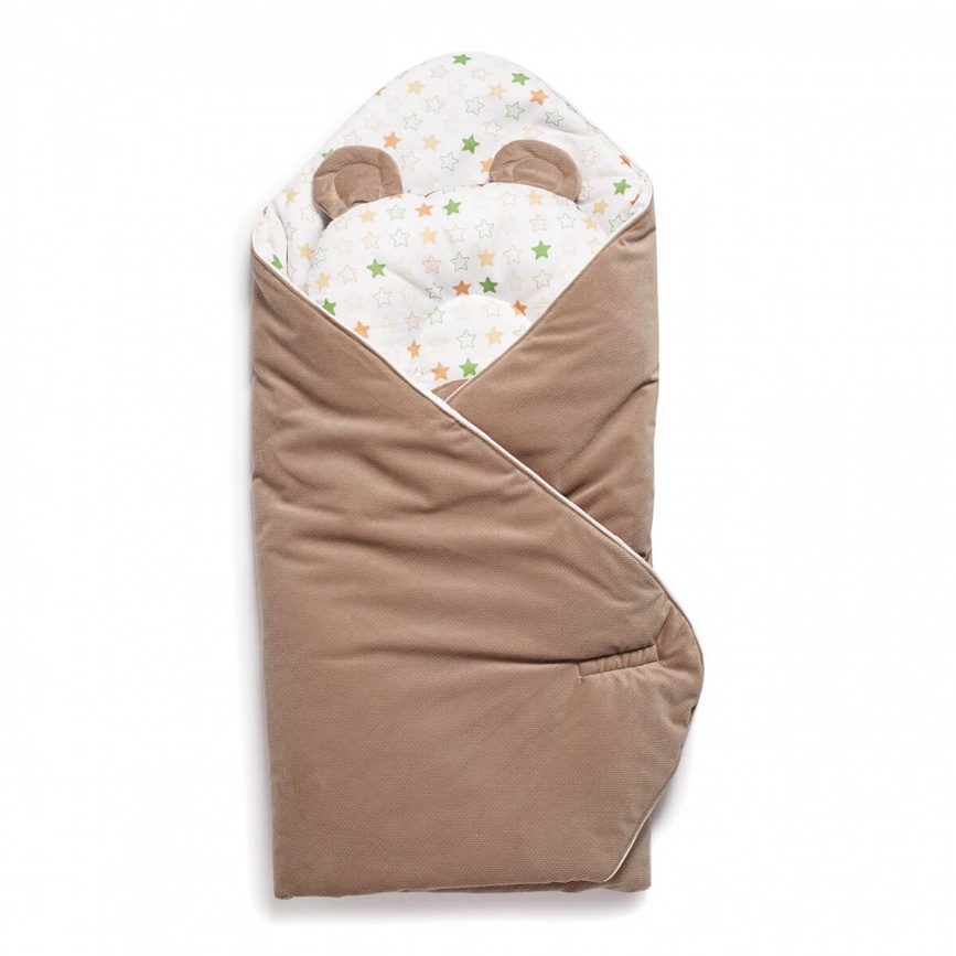 Конверт-плед для новонароджених + подушка Bear 9064-TB-201, латте, Twins, Колір кави