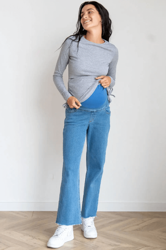 Джинсы Свободные прямые джинсы для беременных с высокой посадкой 4293501, Синий, To be