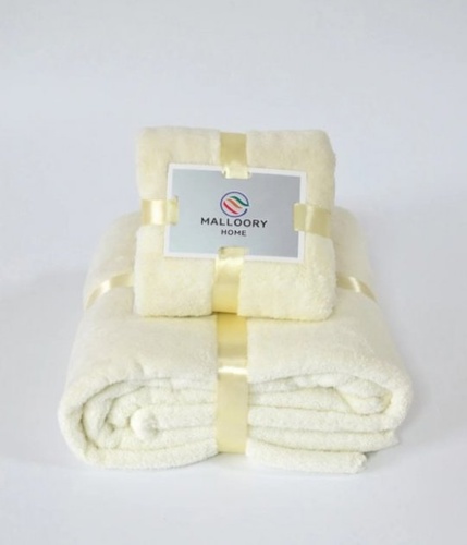 Полотенца Комплект полотенец (микрофибра) Mallory молочный, 2 шт, Home Textiles