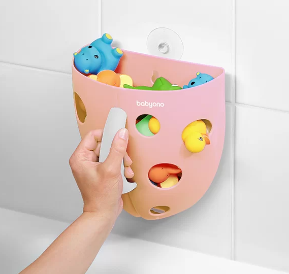 Игрушки для купания Корзина для игрушек в ванную, персик, BabyOno