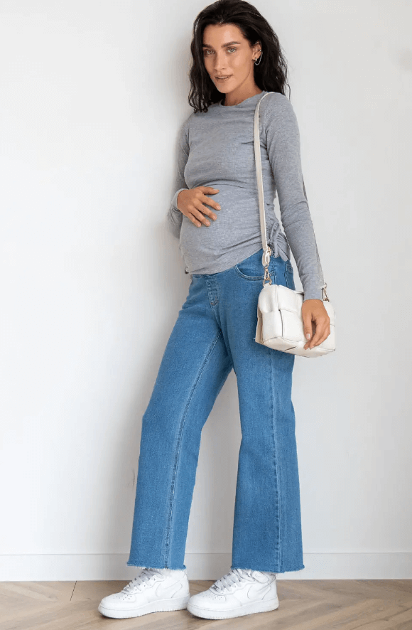Джинси Вільні прямі джинси для вагітних з високою посадкою 4293501, Синій, To be