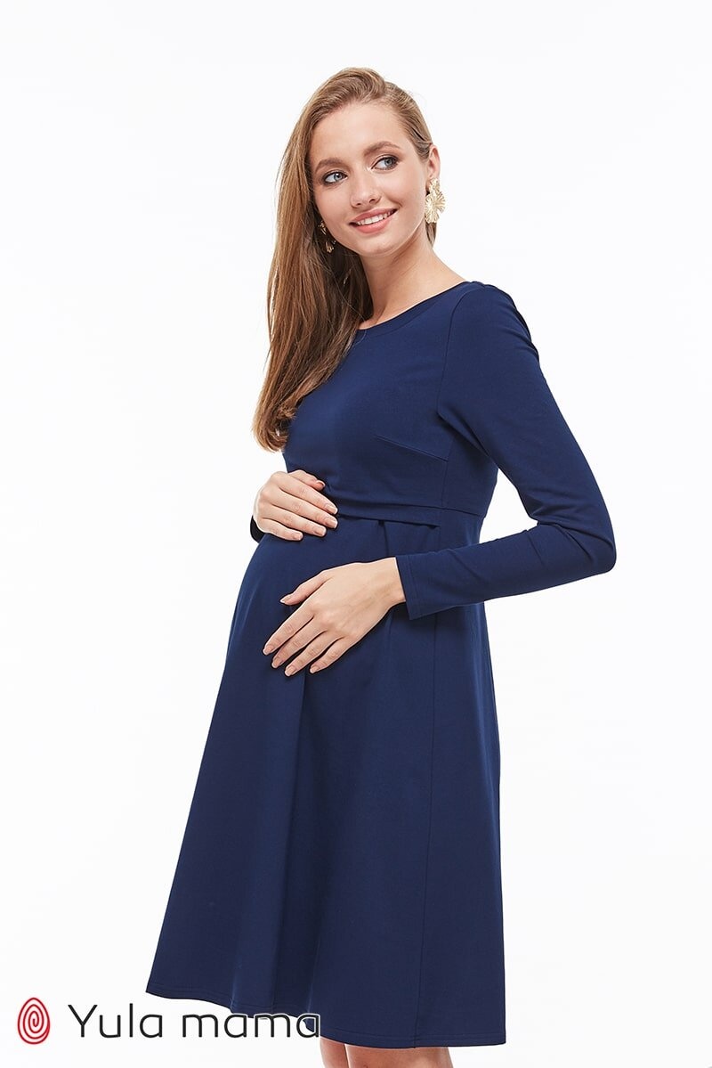Платье миди для беременных и кормящих OLIVIA, Юла мама, Синій, S