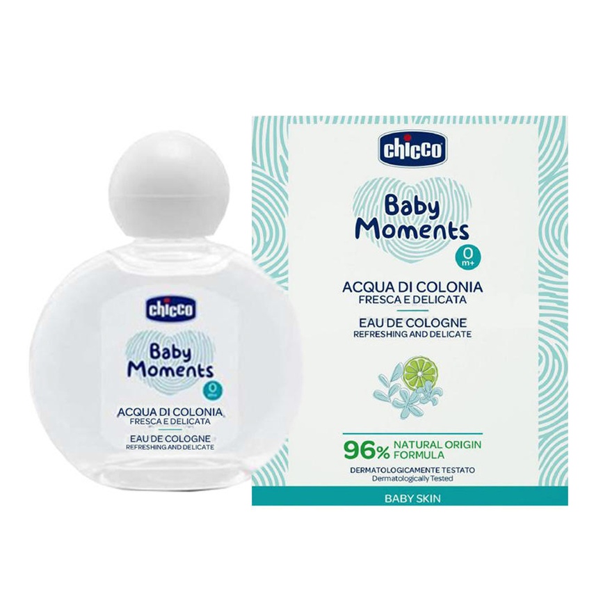 Детский крем для лица и тела Одеколон детский освежающий Chicco Baby Moments, 100 мл