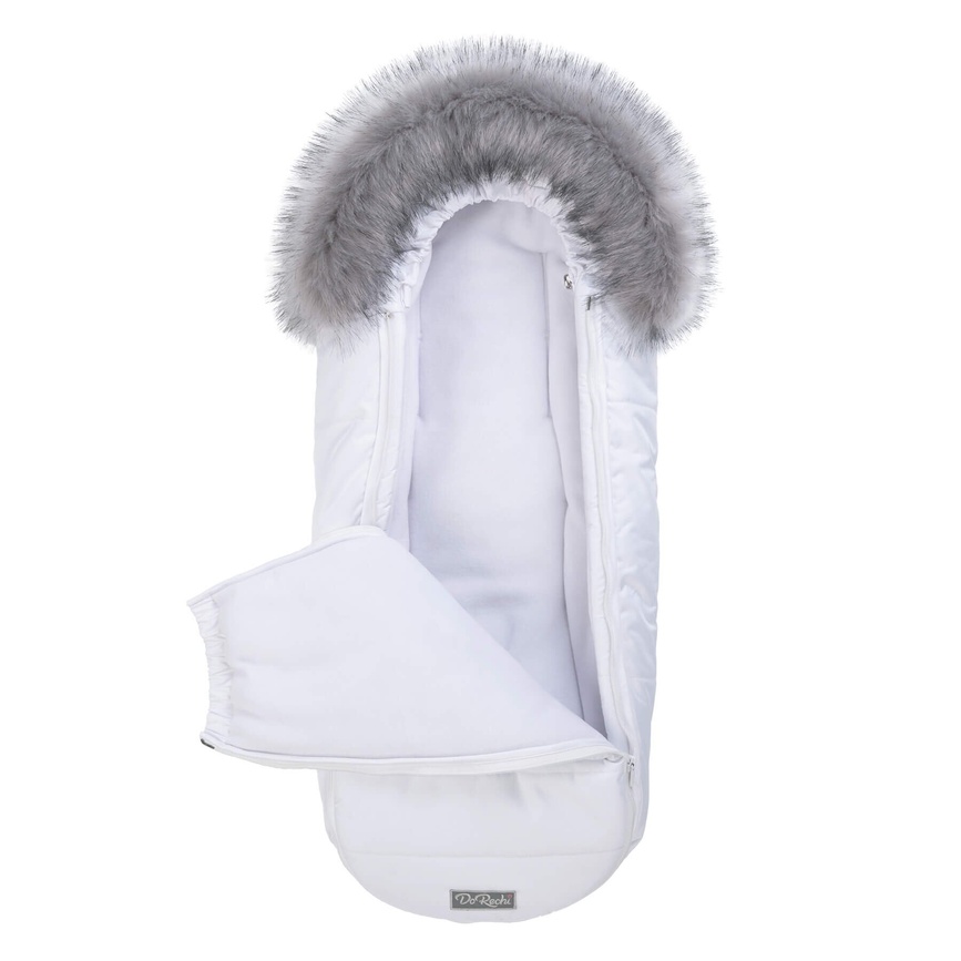 Конверт-кокон для новорожденных зимний на флисе с опушкой Baby XS, белый, ДоРечі