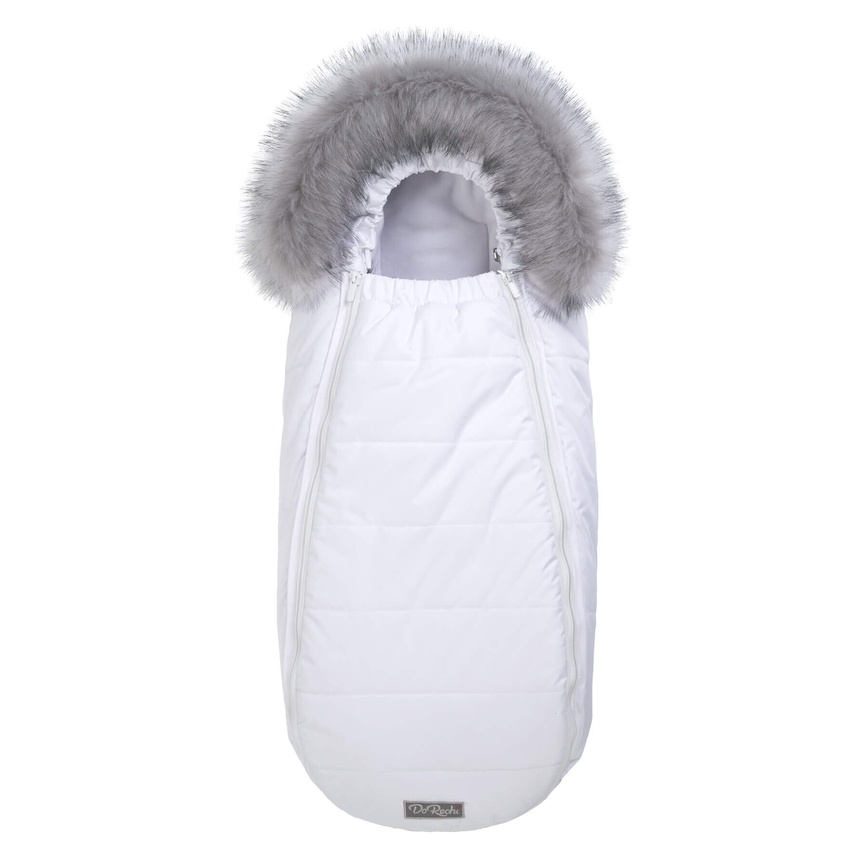 Конверт-кокон для новонароджених зимовий на флісі з опушкою Baby XS, білий, ДоРечі