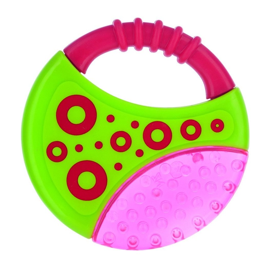 Погремушки Погремушка-зубогрызка с водой Геометрическая, розовый с зеленым, Canpol babies