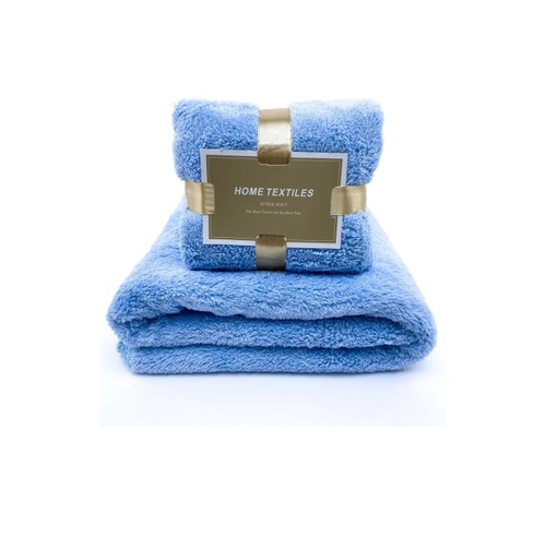 Полотенца Комплект полотенец (микрофибра) голубой, 2 шт, Home Textiles