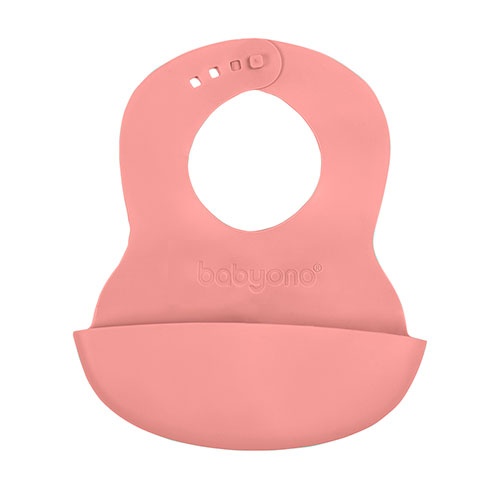 Слюнявчики Нагрудник мягкий с регулируемой застежкой (32 см x 23 см) (Розовый) BabyOno