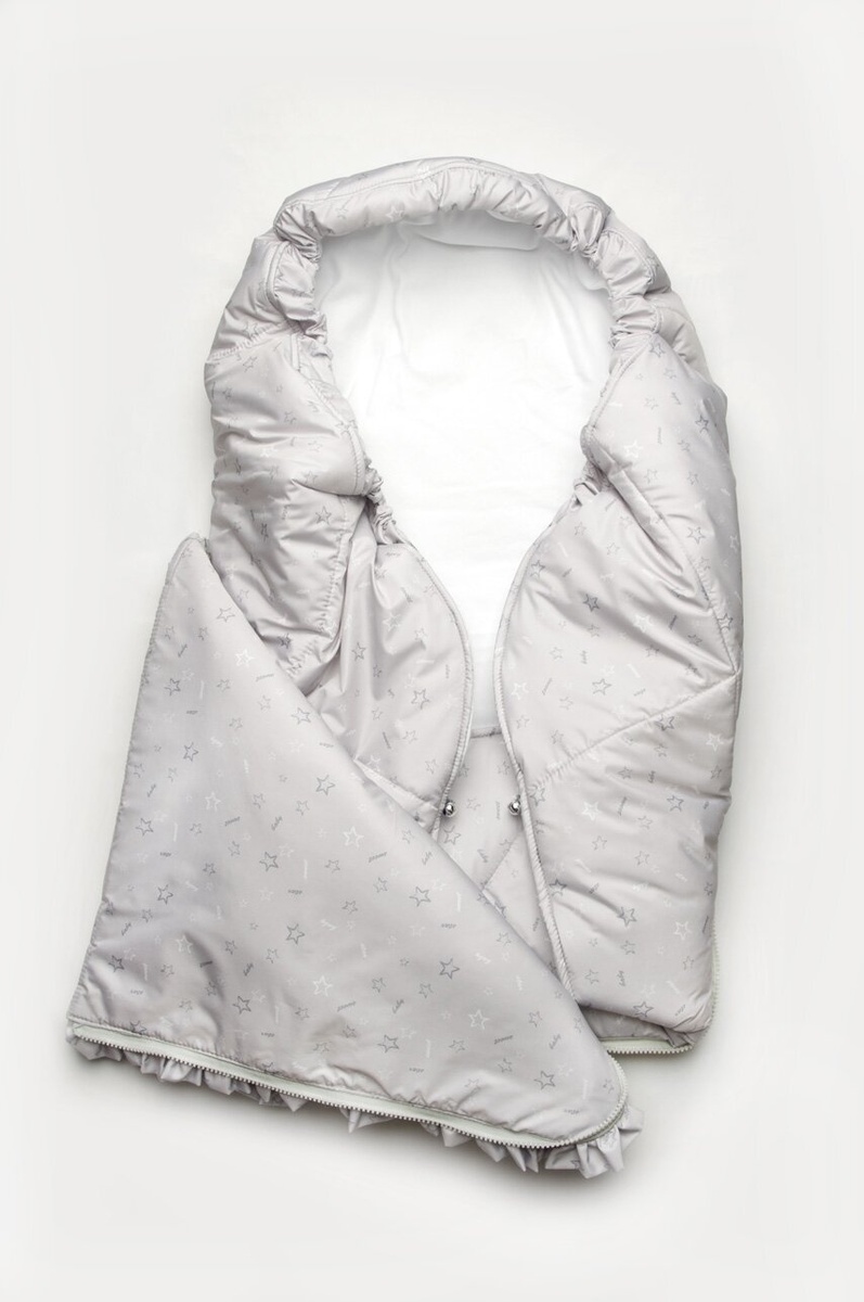 Конверт для новорожденных зимний, серый с принтом, Модный карапуз