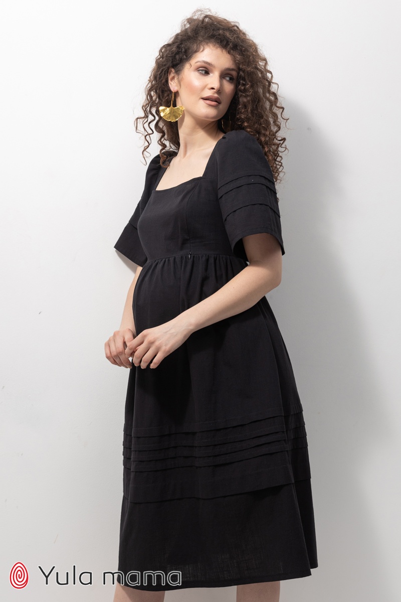 Літня сукня для вагітних та годуючих мам AURORA чорний, Юла мама, Чорний, S