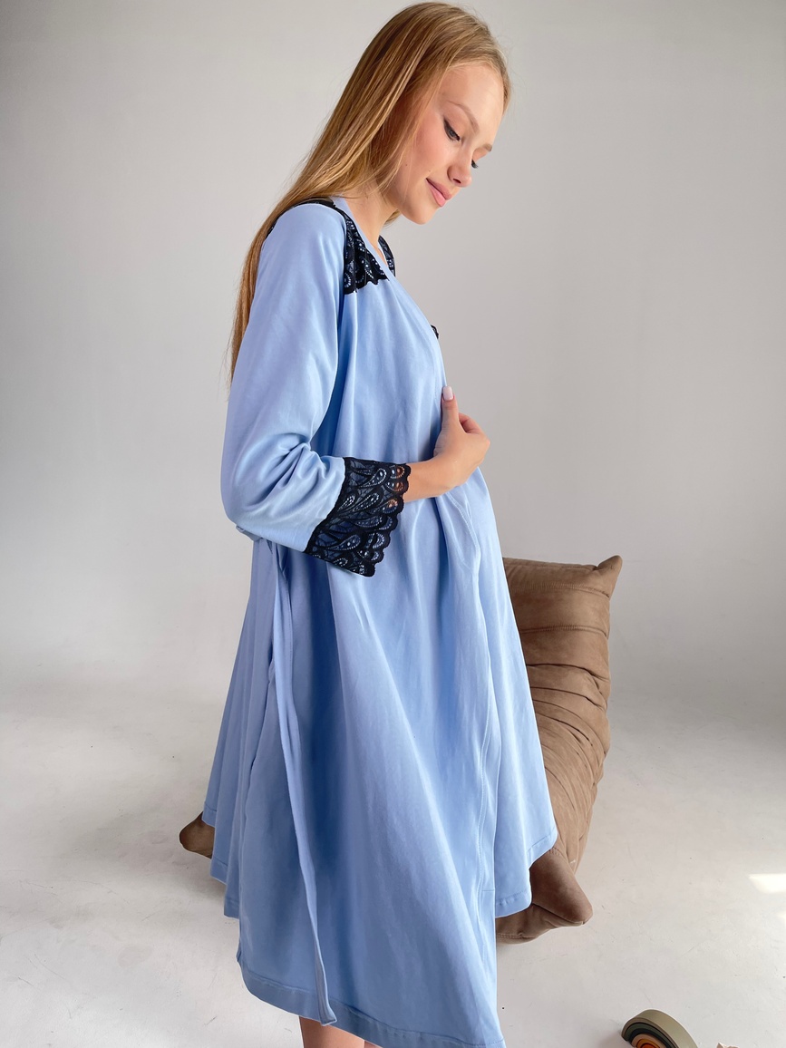 Ночнушки для кормления Ночной комплект Camilla для беременных и кормящих, голубой, Dizhimama